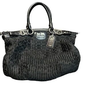 Coach Black Textured Satchel with Silver Accents